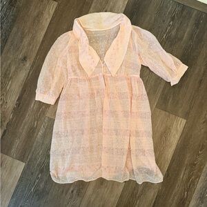 Vinatge Sheer Pink Dress with Collar